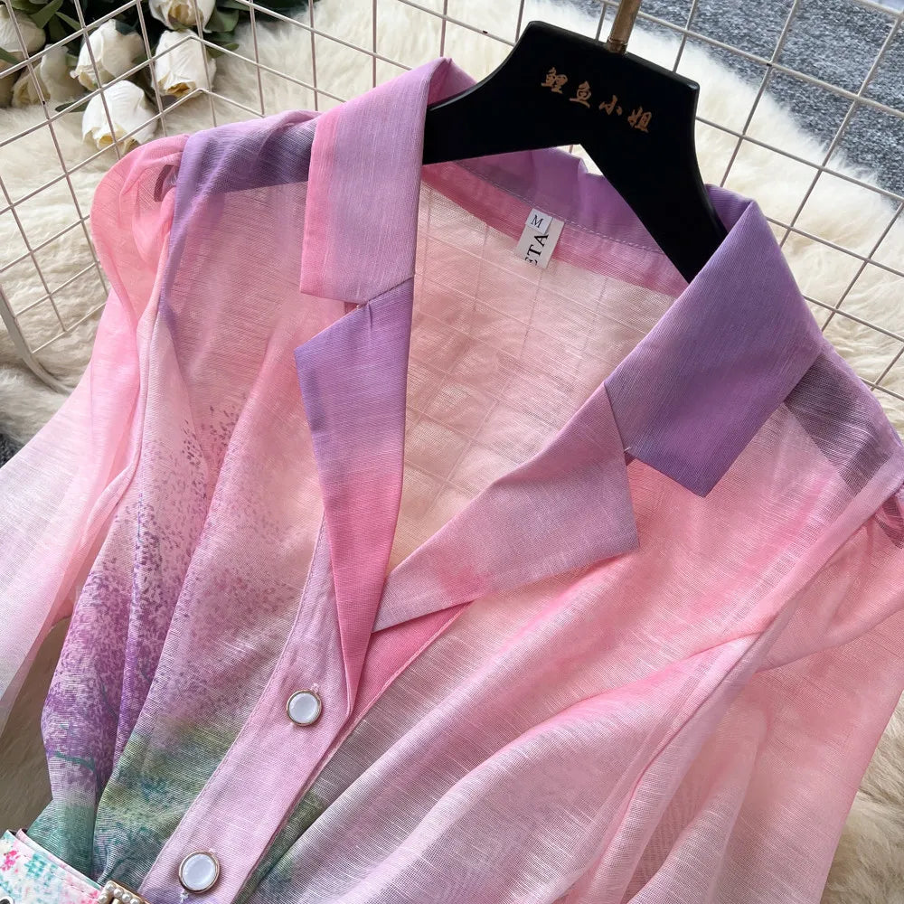 Elegant A Line Midi Dress With Lantern Sleeves for Women