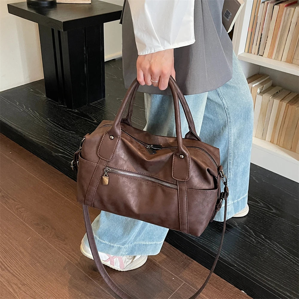 Practical Pure Color Vegan Leather Shoulder Crossbody Bags for Women