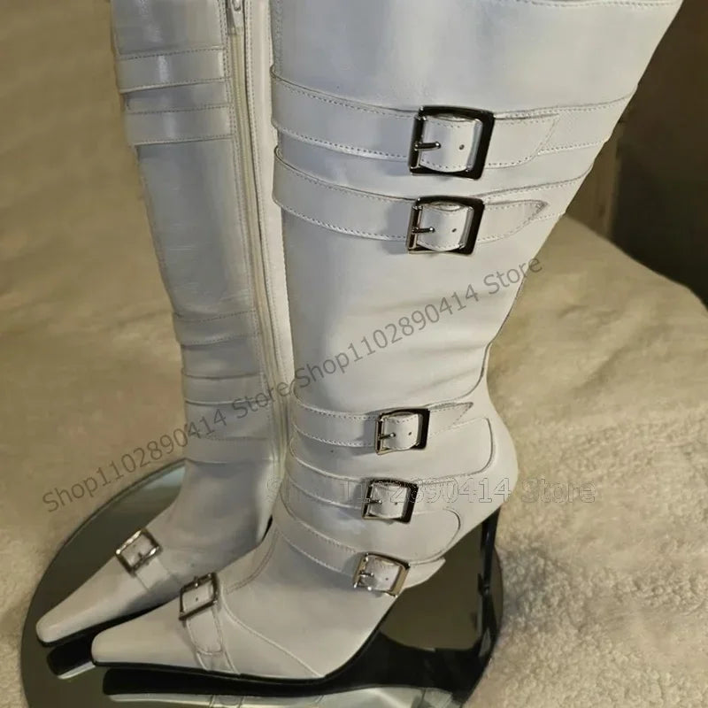 White Matte Leather Ankle Boots With Side Zipper for Women