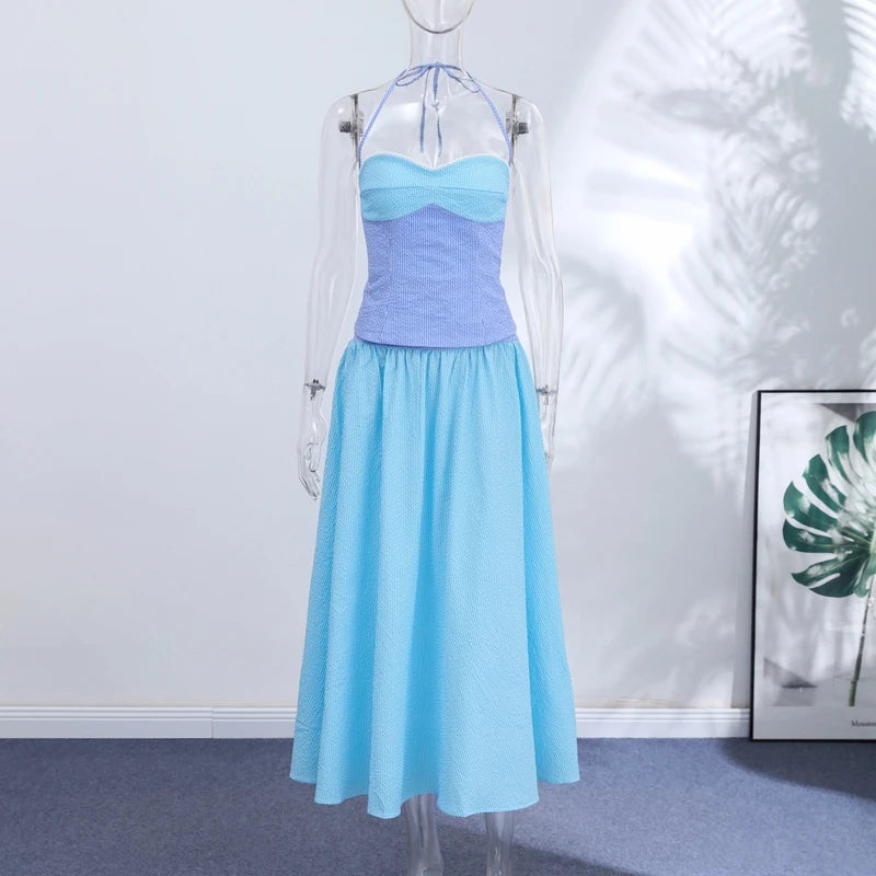 Elegant Backless Sleeveless Two Piece Set For Women