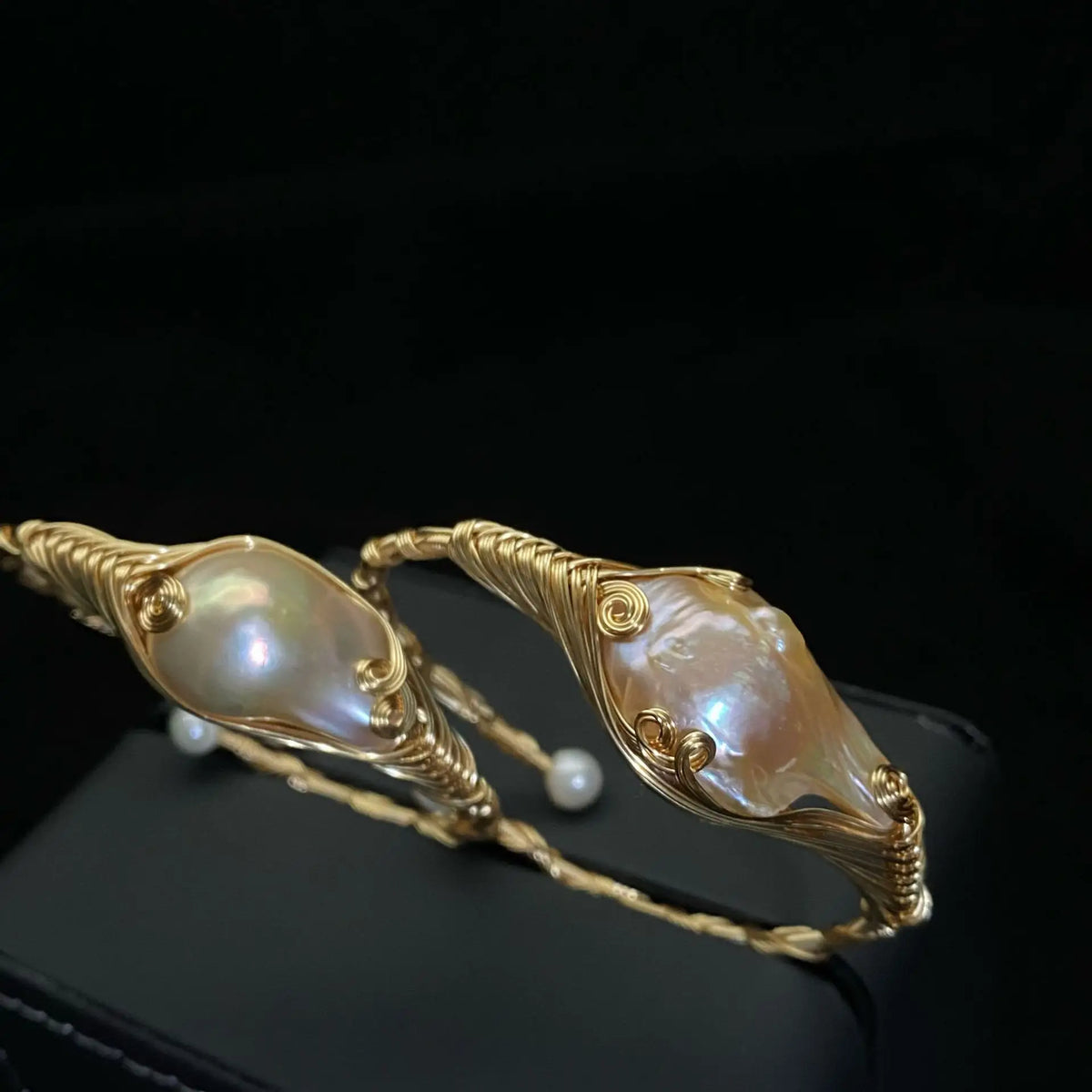 Baroque Pearl Handwoven Adjustable Cuff Bracelet for Women