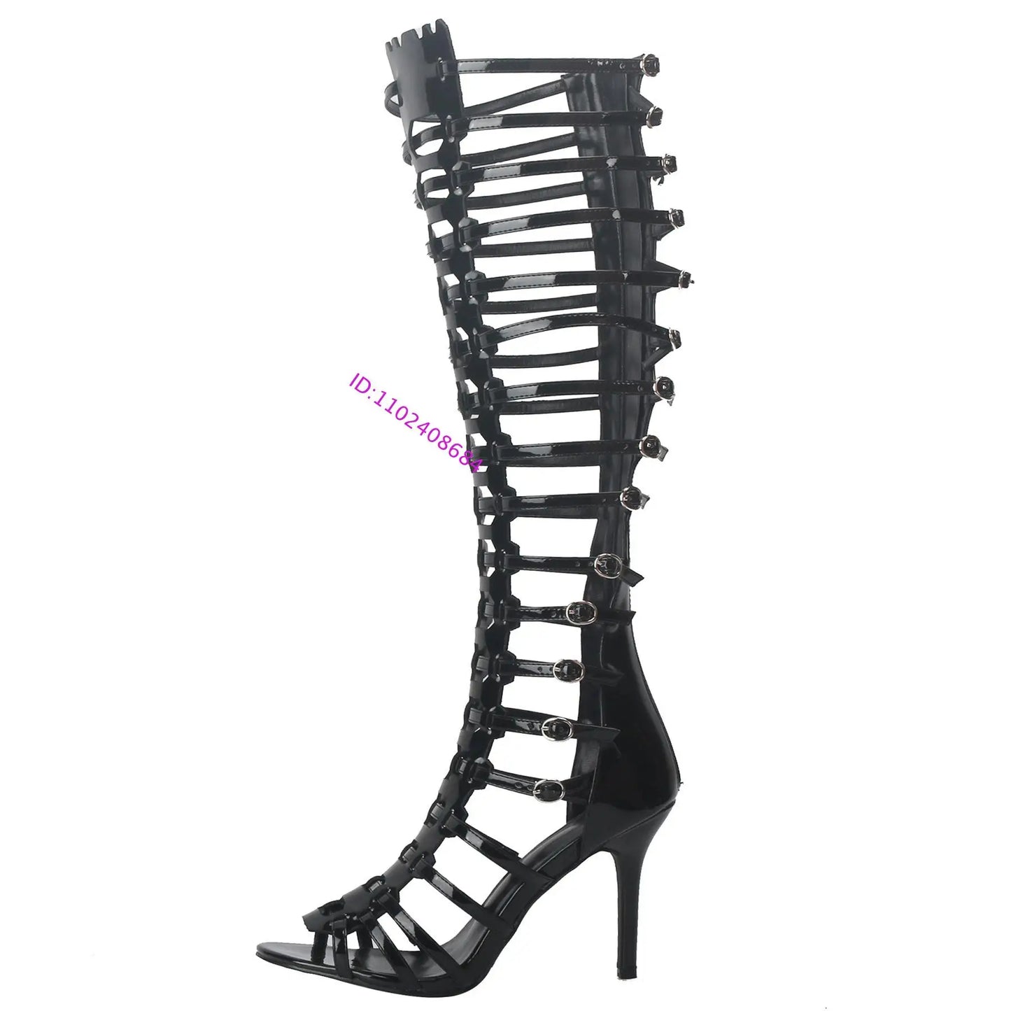 High Heel Metal Buckle Gladiator Knee Boots For Women
