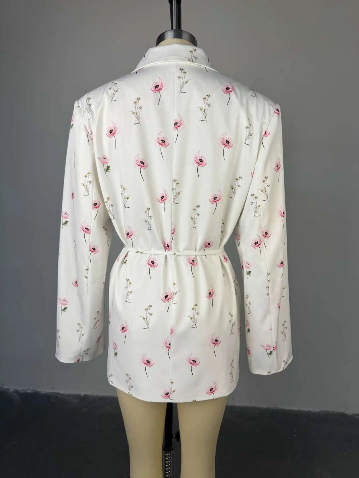 Printed Lace Up Casual Notched Blazer Jacket for Women