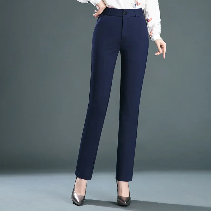 High Waist Straight Leg Relaxed Fit Pants For Women