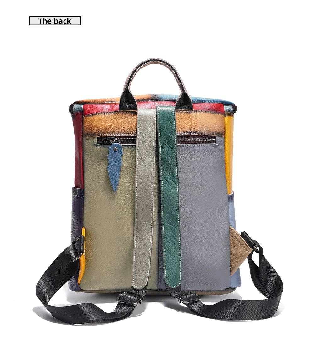 Large Capacity Soft Cow Leather Backpack for Women
