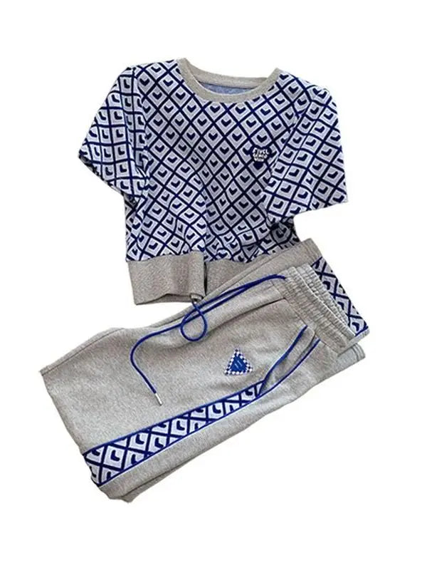 Checkered Casual High Waist Two Piece Set For Women