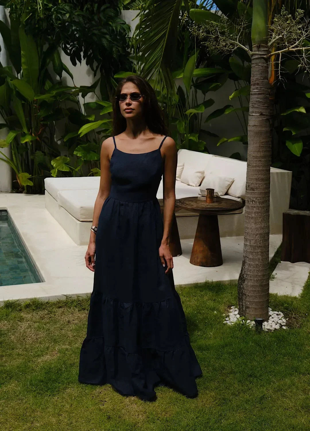 Loose Backless A Line Cotton Beach Maxi Dress for Women
