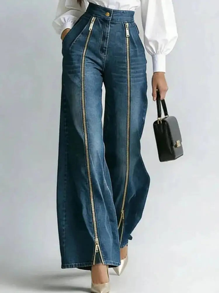 High Waist Split Hem Wide Leg Jeans