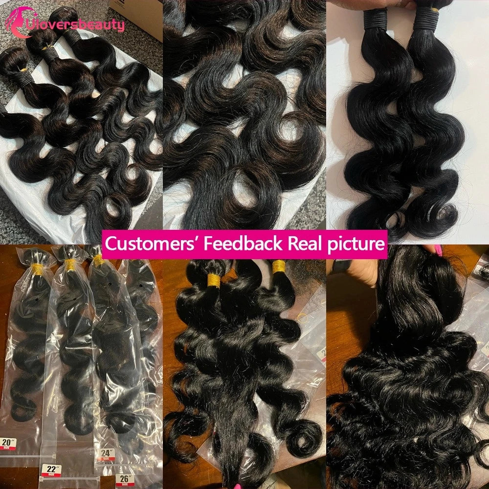 Natural Black Body Wave Human Hair Bundles for Women