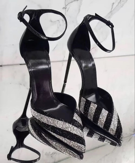 Crystal Pointed Toe Heeled Sandals