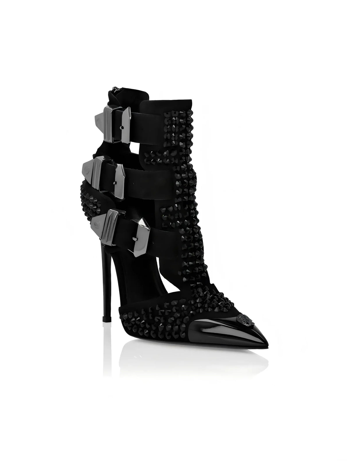 Crystal Embellished Pointed Toe Stiletto Sandals for Women