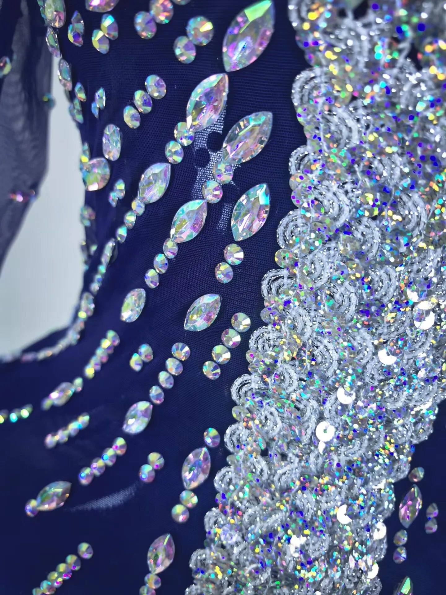 Purple Color Women Long Sleeve Sexy Shining Sequins Bodycon Mini Dress Mesh See Through Celebrate Nightclub Party Outfit