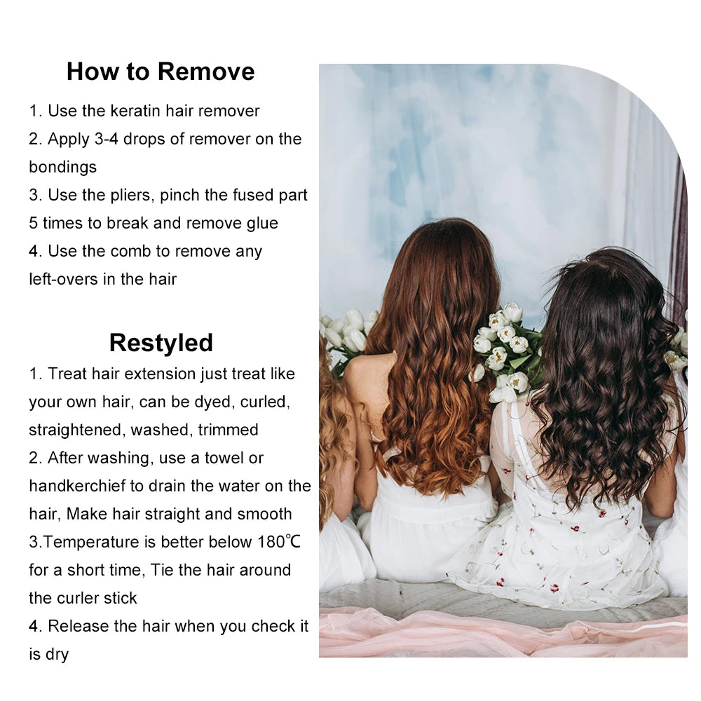 Natural Water Wave I Tip Human Hair Extensions for Women