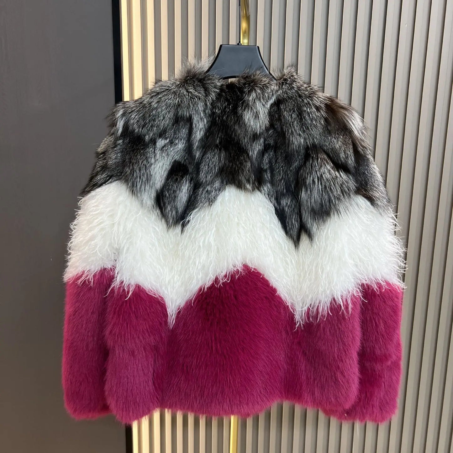 Spliced Fashion Color-Block Faux Fur Coat Thickened Warm Fur Women Winter Clothes Women 2025 Fashion Coats Short Jacket