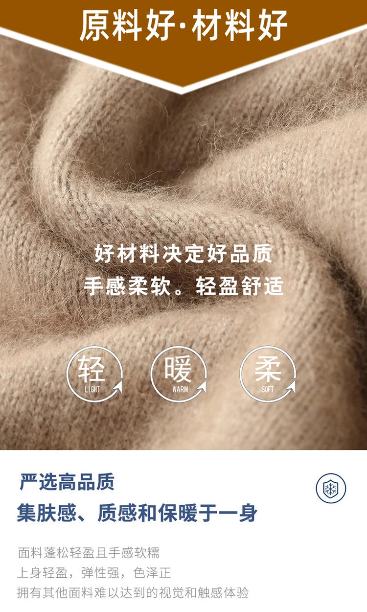 Warm Winter Wool Knit V-Neck Pocket Cardigan for Women