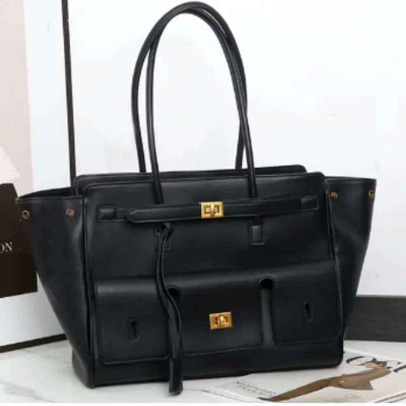 Luxury High Quality Tote Bag Brand Texture Lock Wing Bag Solid Color Simple New Horizontal Square Bag Women's Commuter Handbag