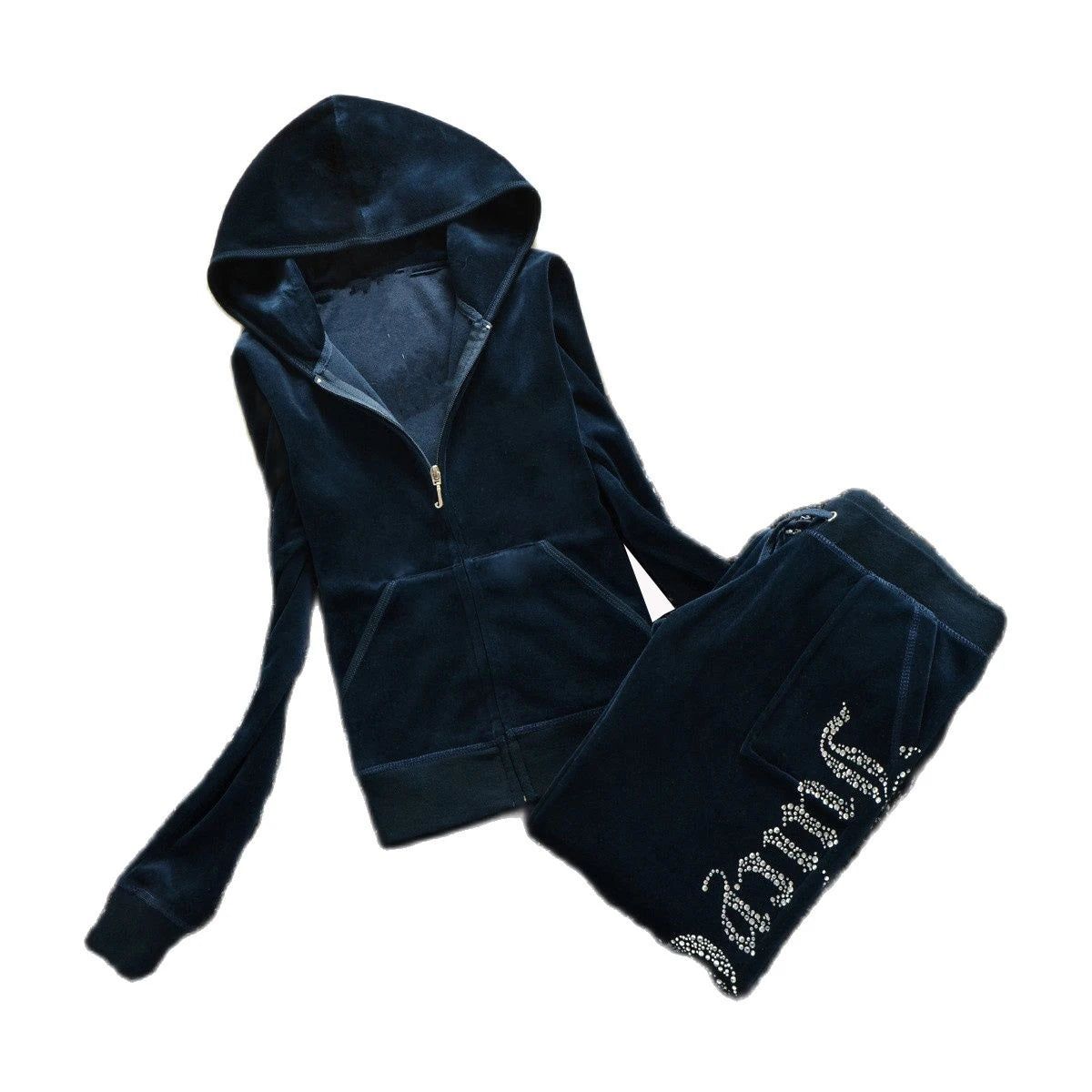 Y2K Velvet Rhinestone Two Piece Tracksuit Set for Women