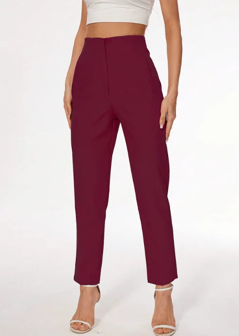 Solid Color Office Slim Fit Pencil Pants for Women