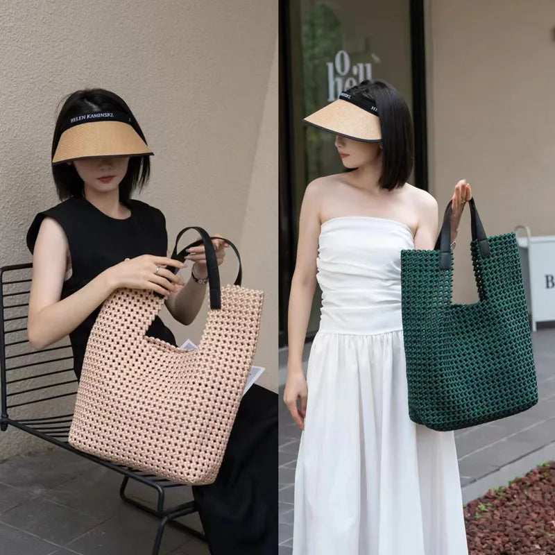 Rope Woven Shoulder Tote Bag