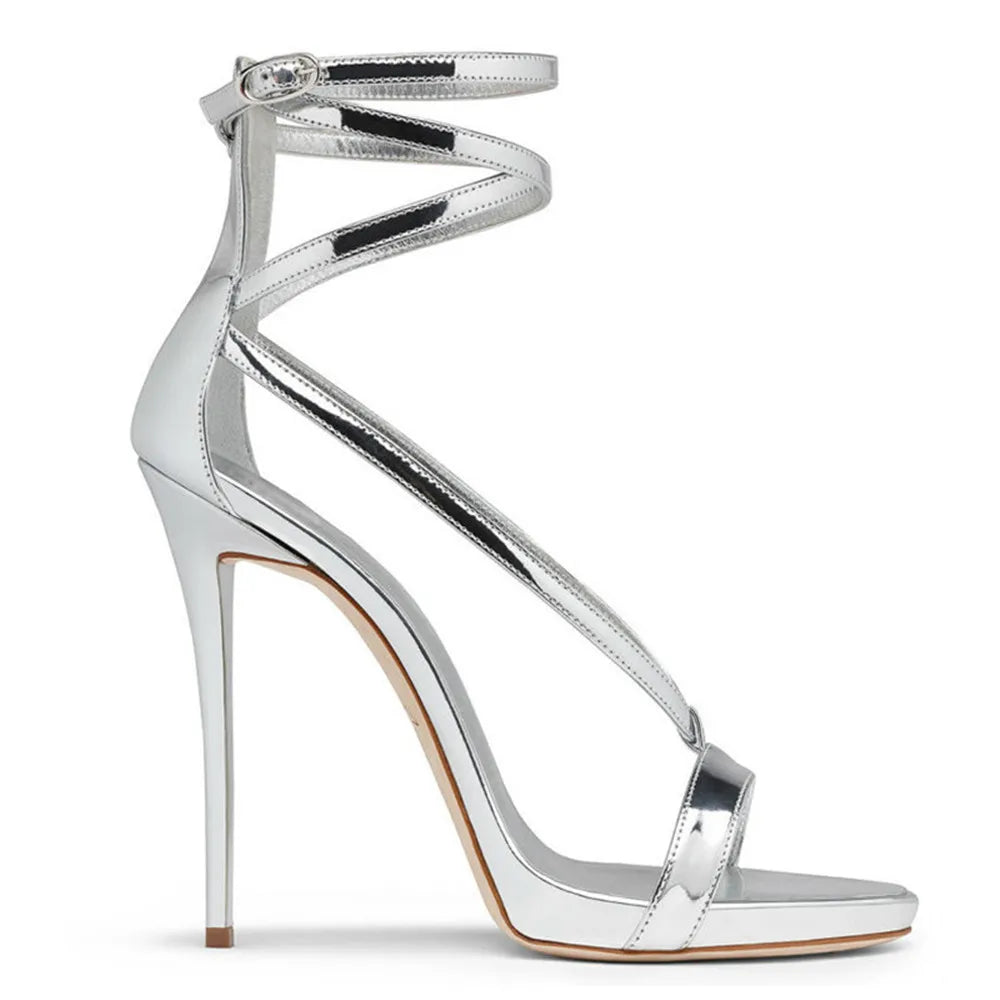 Rhinestone Patent Leather Thin High Heels for Women
