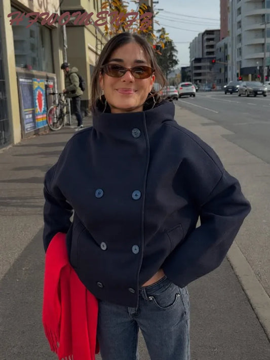 Double Breasted Stand Collar Coat