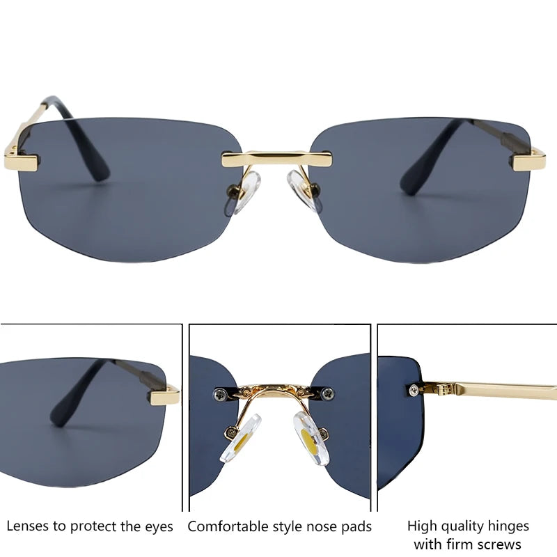 Rimless Geometric Fashion Sunglasses