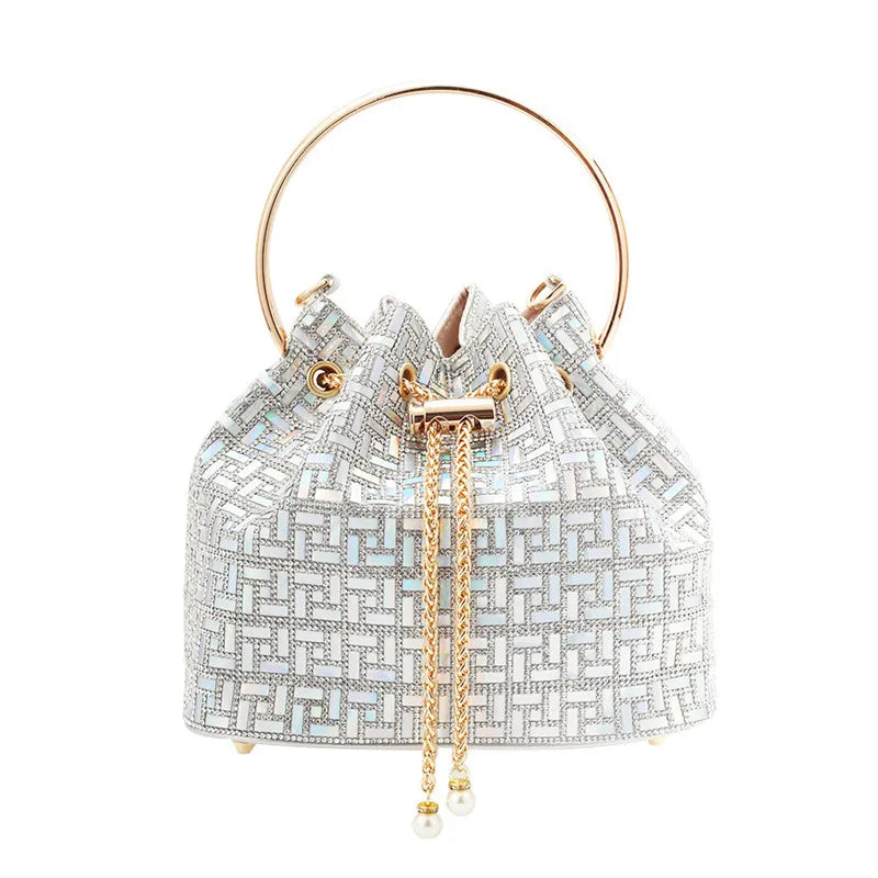 Rhinestone Evening Bucket Handbag