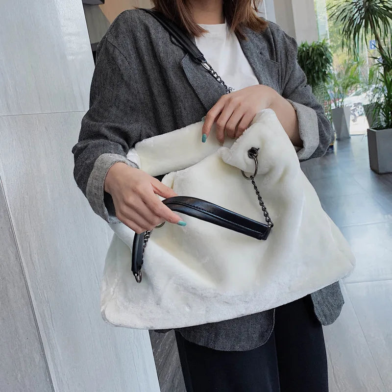Soft Plush Large Capacity Luxury Shoulder Bag for Women
