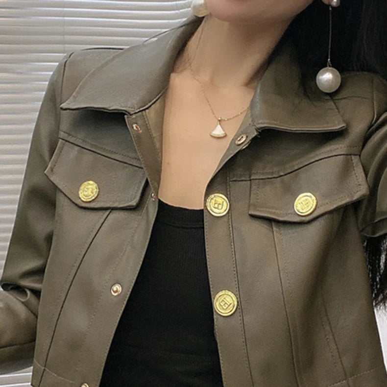 2025 Autumn New Short Style Coat Women's Leather Jacke Clothing