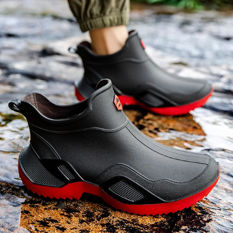 Round Toe Waterproof Ankle Rain Boots