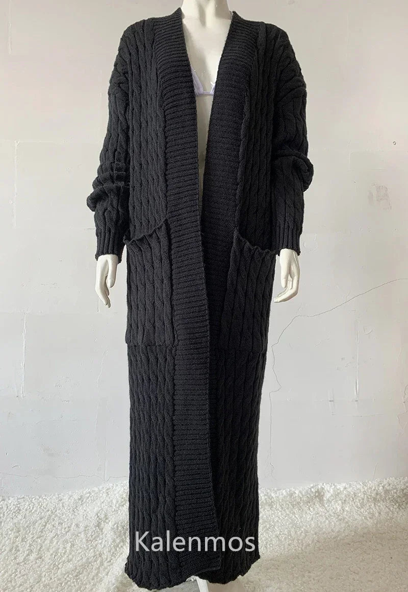 Long Sleeve Crochet Knit Cardigan Sweater for Women