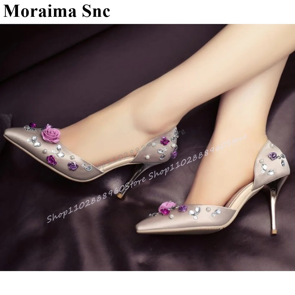 Crystal Slip On Pointed Heels