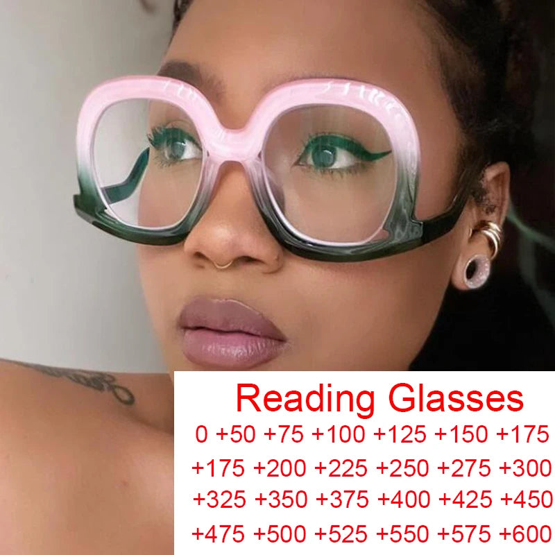 Oversized Colorful Blue Light Reading Glasses for Women