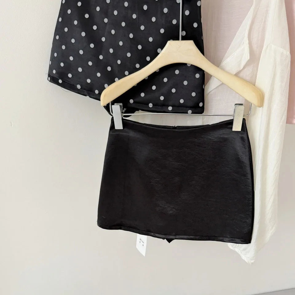 Vintage Polka Dot High Waisted Mini Skirt for Women