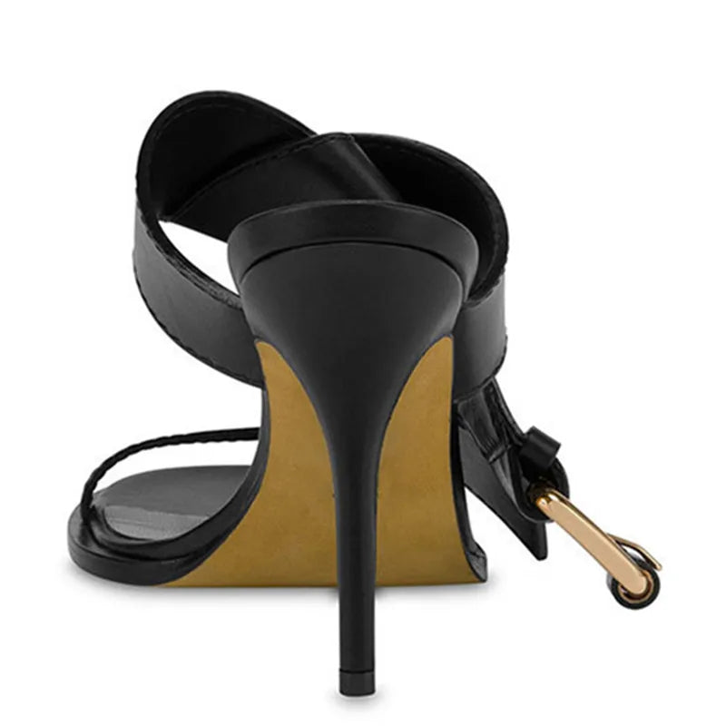 Rhinestone Butterfly Big Buckle High Heel Sandals for Women