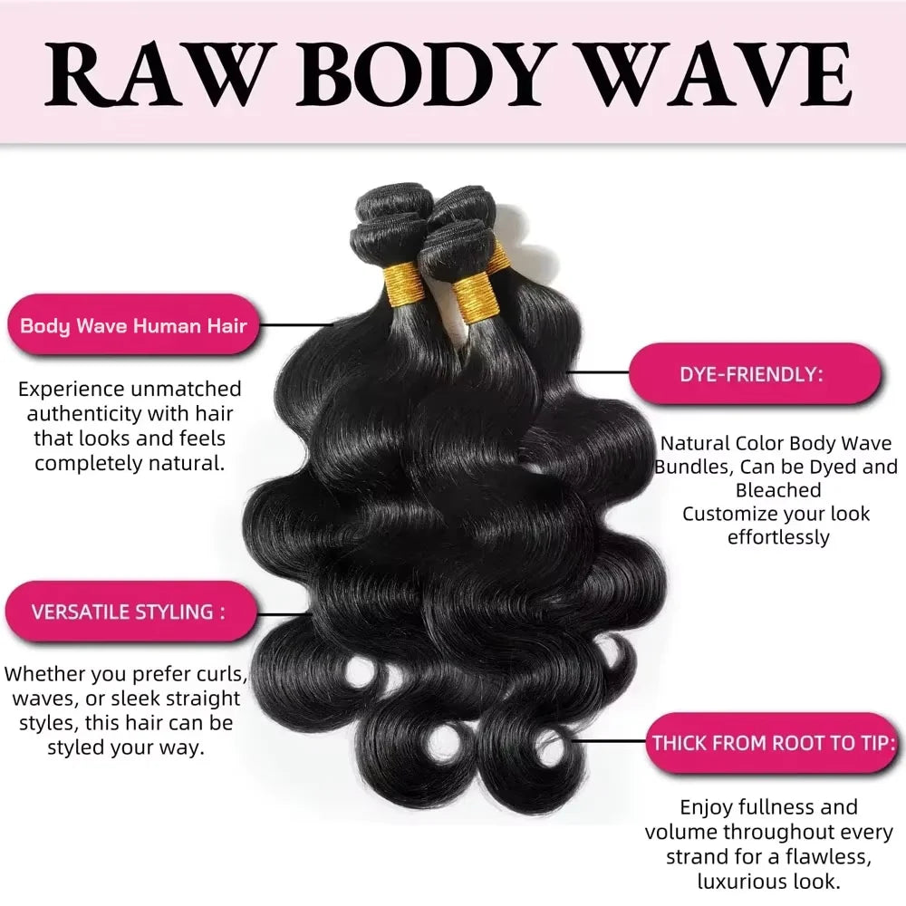 Brazilian Body Wave Human Hair Weave Bundles for Women
