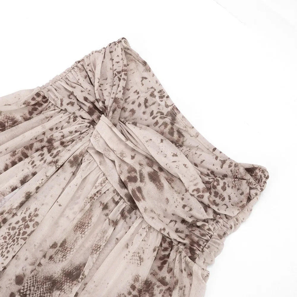 Leopard Print Bodysuit And Split Skirt Set for Women