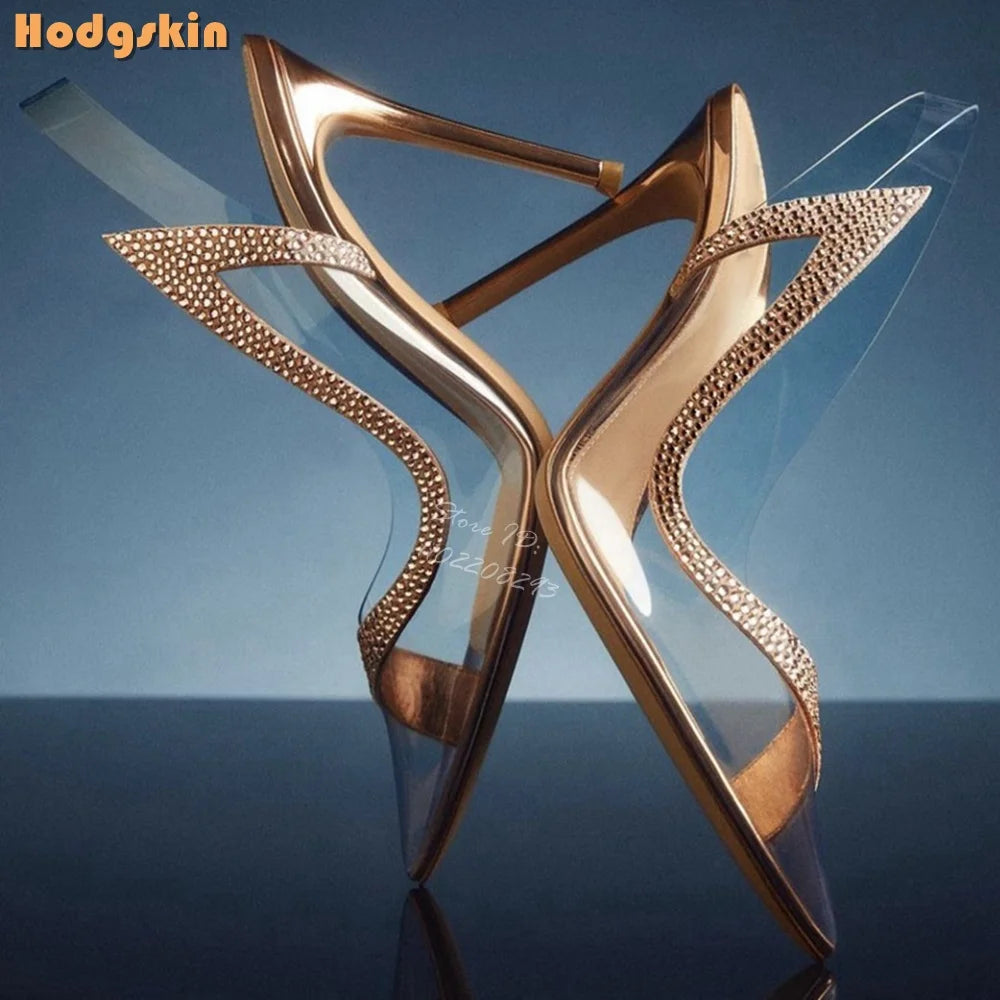Crystal Pointed Toe Rhinestone Stiletto Pumps for Women