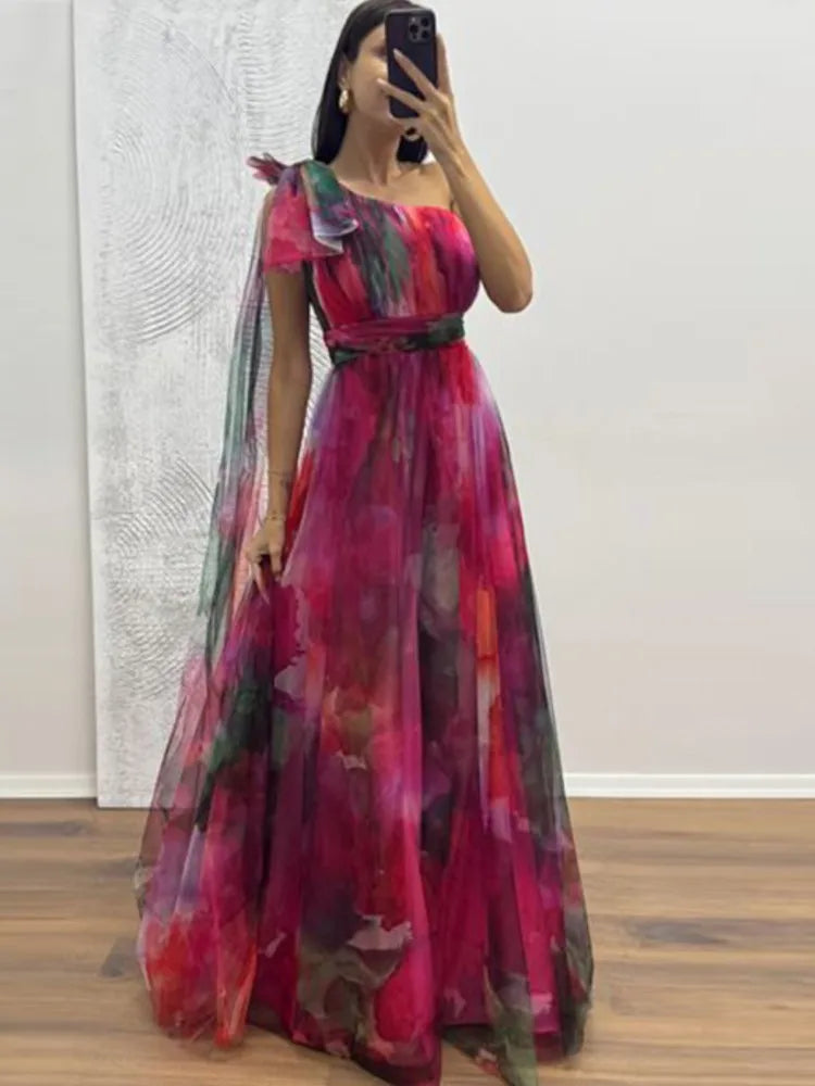 Casual Party Mesh Printed Lightweight A-Line Dress for Women