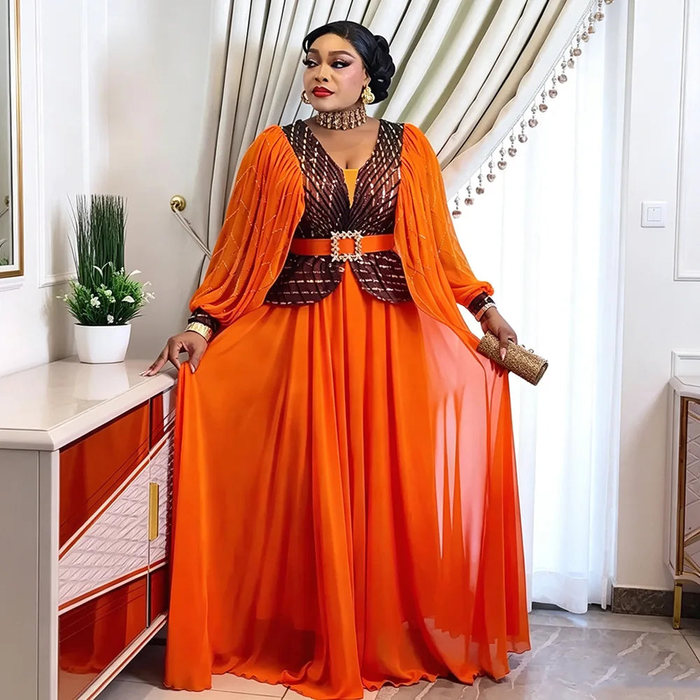 Elegant African Ankara Kaftan Evening Dress for Women