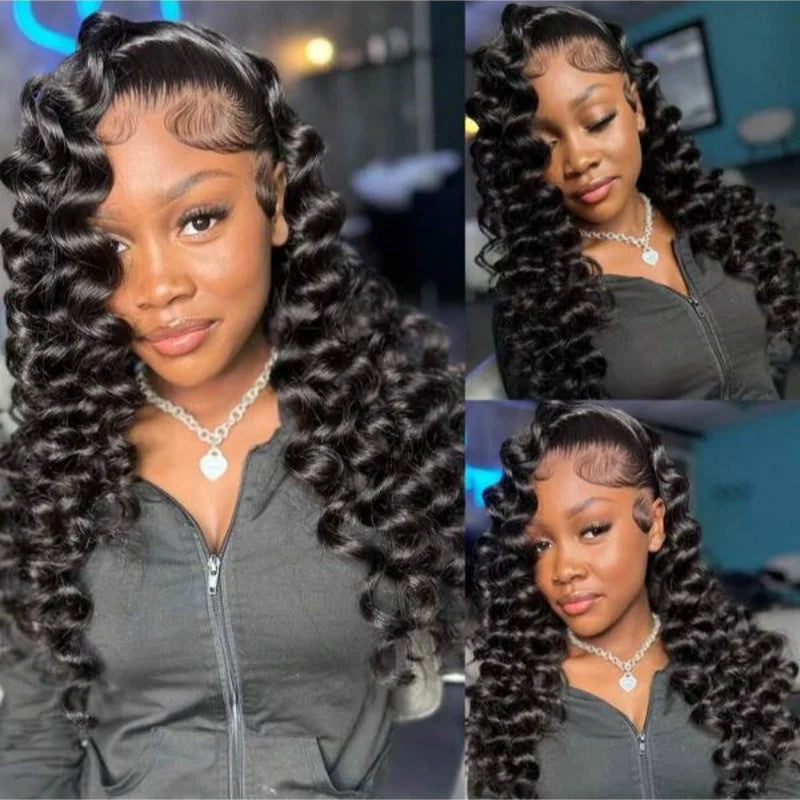 Pre Plucked Deep Wave Lace Front Human Hair Wig for Women