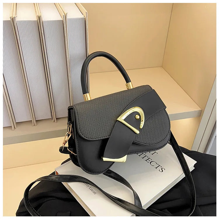 Women's Elegant Minimalist Shoulder Bag Golden-Tone Hardware Adjustable Strap Formal Purse Durable Handbag Fashionable Tote