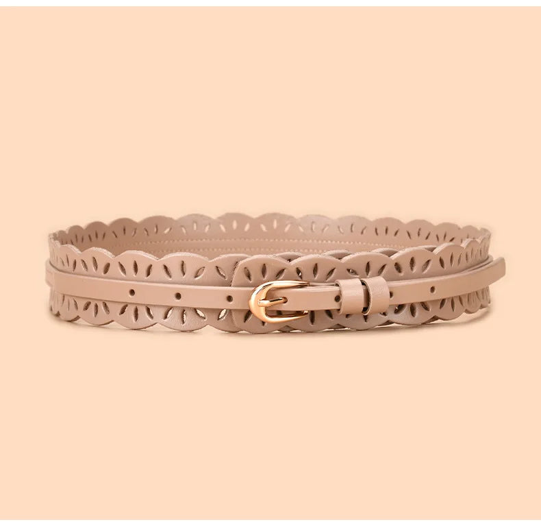 Soft Wide Hollow Out Leather Wraparound Belt for Women