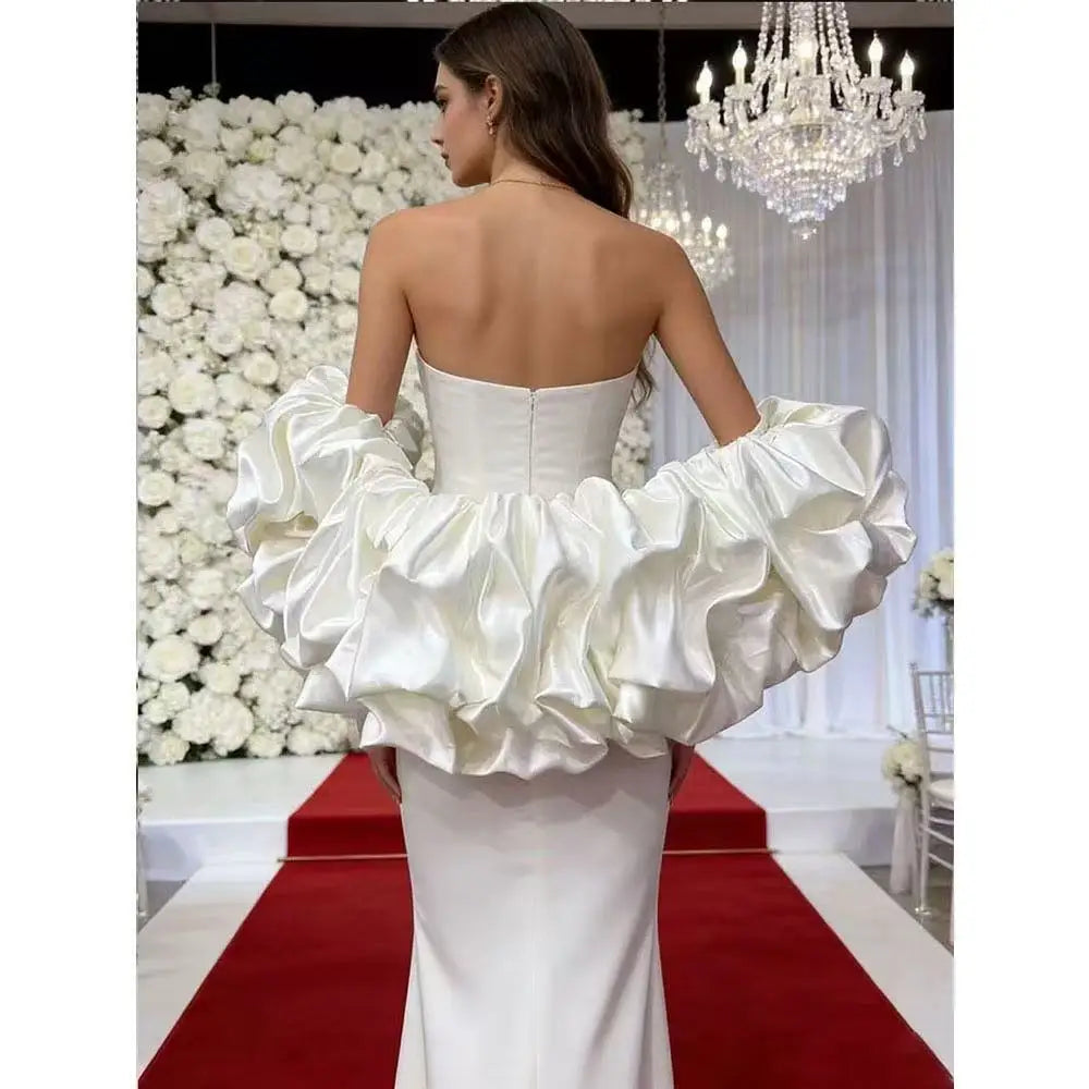 Satin Ruffled Off Shoulder Bridal Wrap