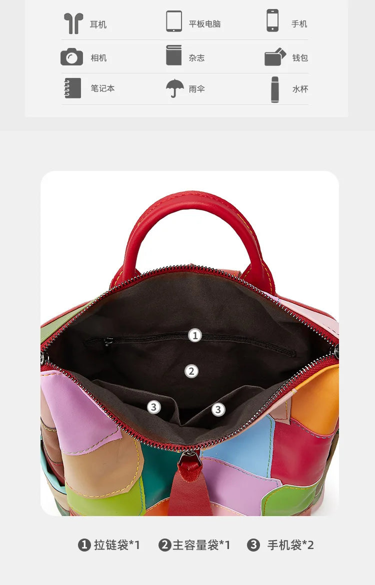 Large Capacity Internal Backpack Fashion Color Splicing Irregular Backpacks Outdoor Daily Handbag Casual Female Bag
