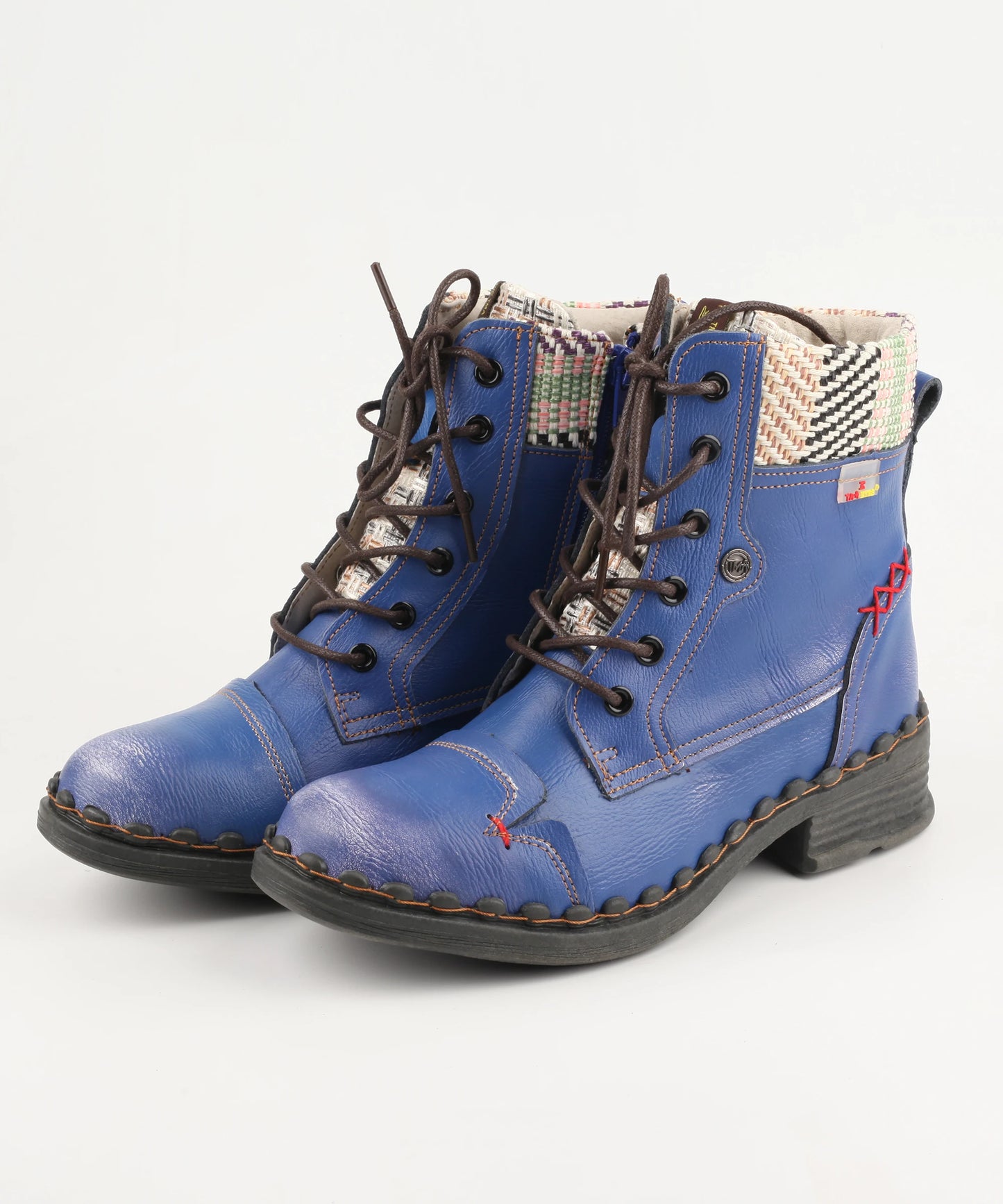 Genuine Leather Patchwork Ankle Boots