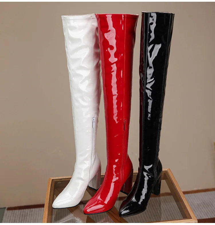 Sexy Over The Knee Boots Pointed Toe Zipper for Women