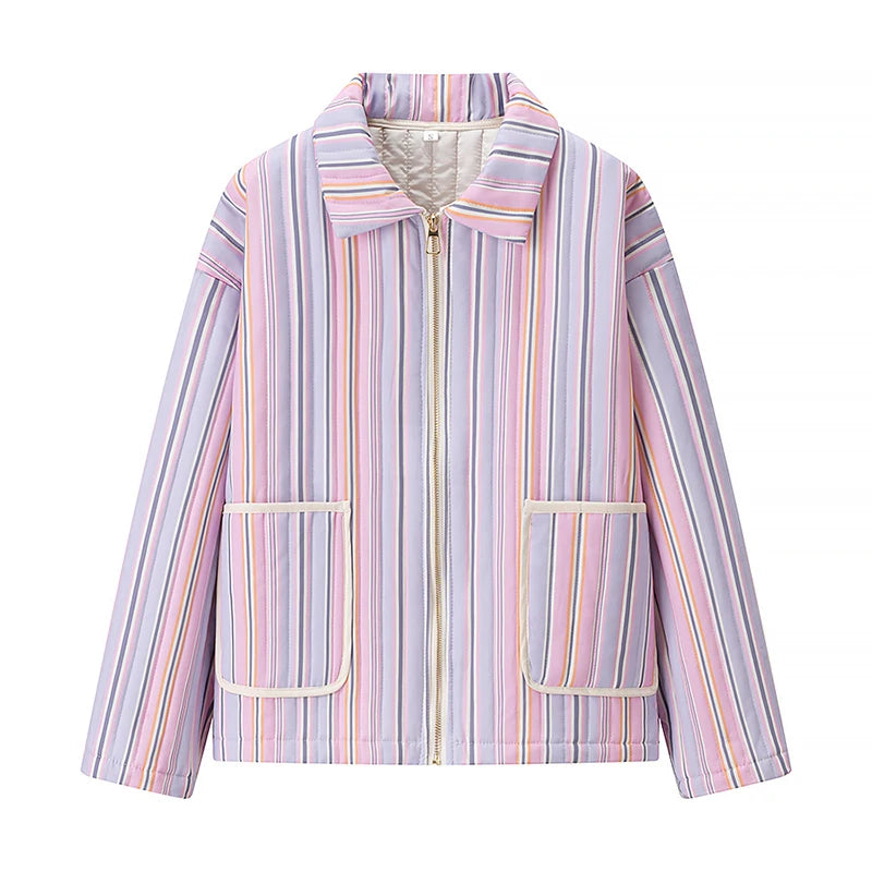 Casual Printed Zip Front Hoodie Jacket for Women