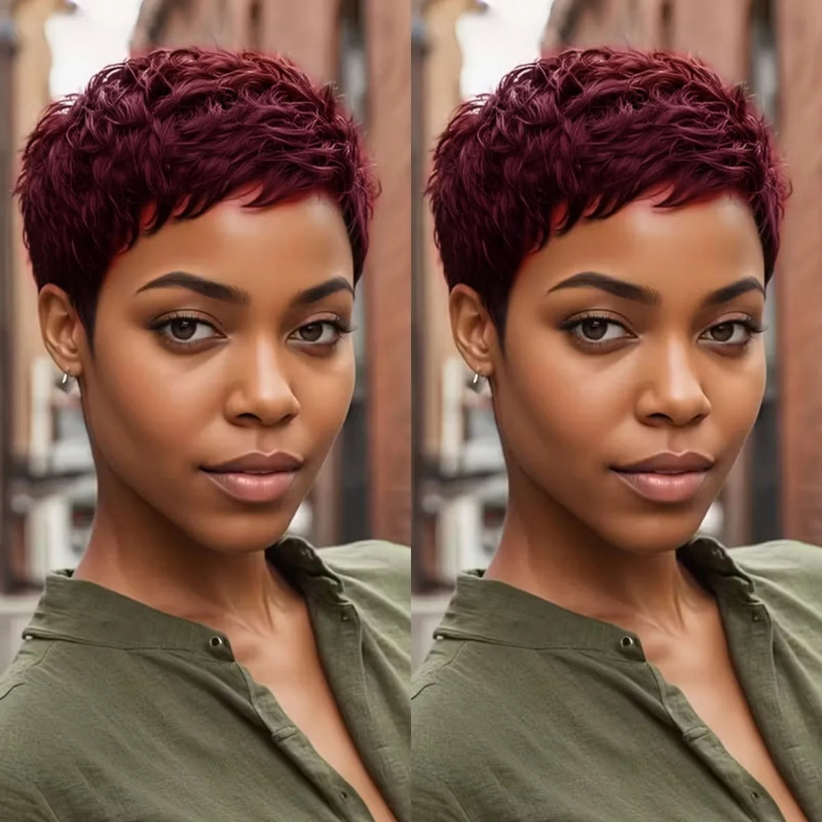 Short Pixie Cut  Human Hair Wig Full Machine-Made Remy Peruvian Hair for Everyday Natural Look Wig