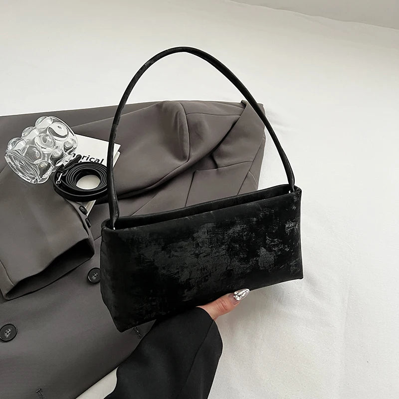 Retro Texture Design Underarm Bag Solid Color Simple Advanced Versatile Ladies Handbag Elegant Fashion Exquisite Shoulder Bag